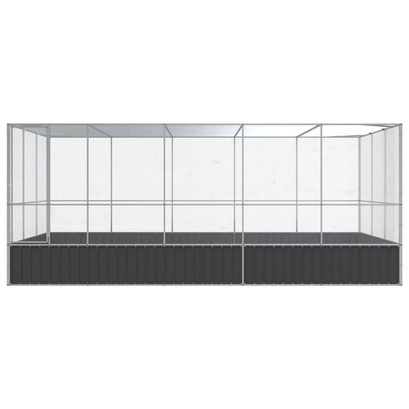 Silver Steel Aviary with Extension 203.9" x 120.9" x 83.5"