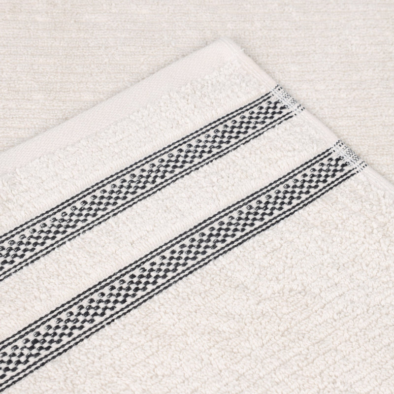 Ensemble de serviettes de bain 6 pièces à bordure géométrique en coton Zero Twist, Pierre