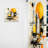 Yellow And Black Radiant Geometry Collage II - Modern Velvet Curtain - Room Darkening - 1 panel-107587957