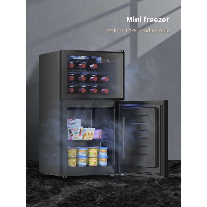 Northair Black Dual Zone Wine Cooler and Freezer with Glass Door