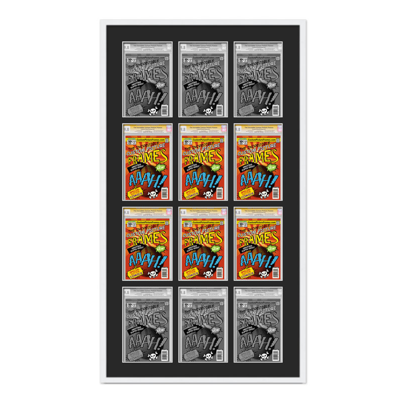 Wood Picture Frame with Mat, 8.125" x 13", Black/White, 30" x 58.5"