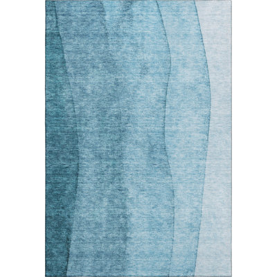 Premium Machine Washable Prisco Teal Rug