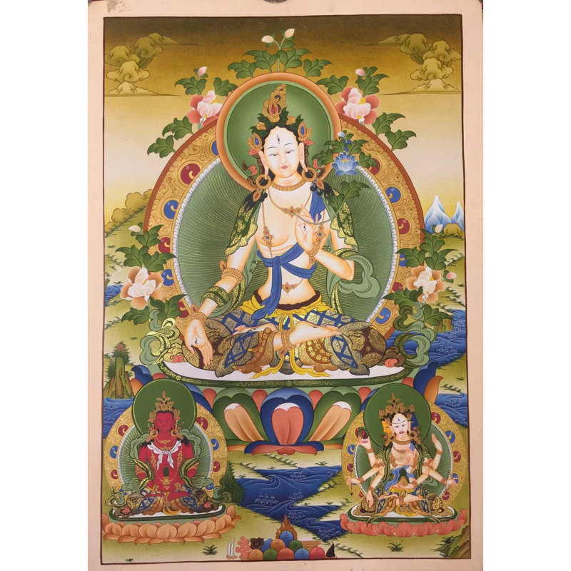 Tara blanche avec la nature (Thangka sans brocart)