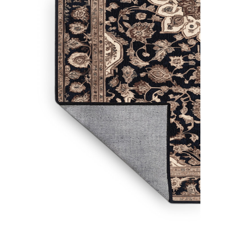 Machine Washable Persian Brown Area Rug, Round 6'