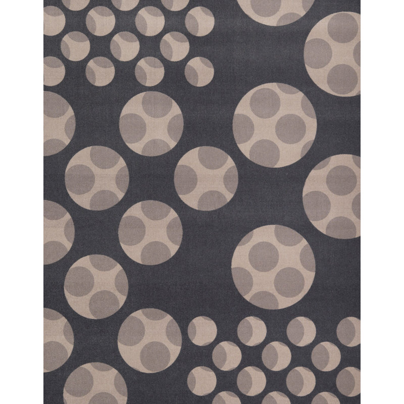 Polka Dots Area Rug in Dark Gray/Beige