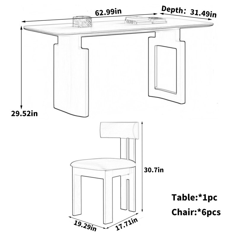 Table de salle à manger rectangulaire rétro