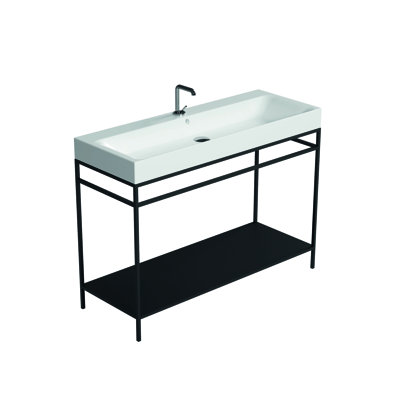 WS Bath Collections Cento 17.3'' Glossy White Porcelain Rectangular Bathroom Sink with Overflow