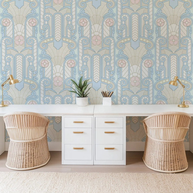 Congress Relief - Wallpaper, Sunbleached Blue, Peel & Stick