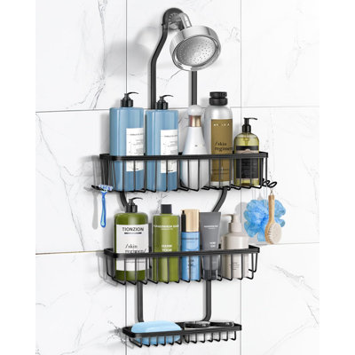 Serviteur de douche suspendu au-dessus de la pomme de douche (noir)
