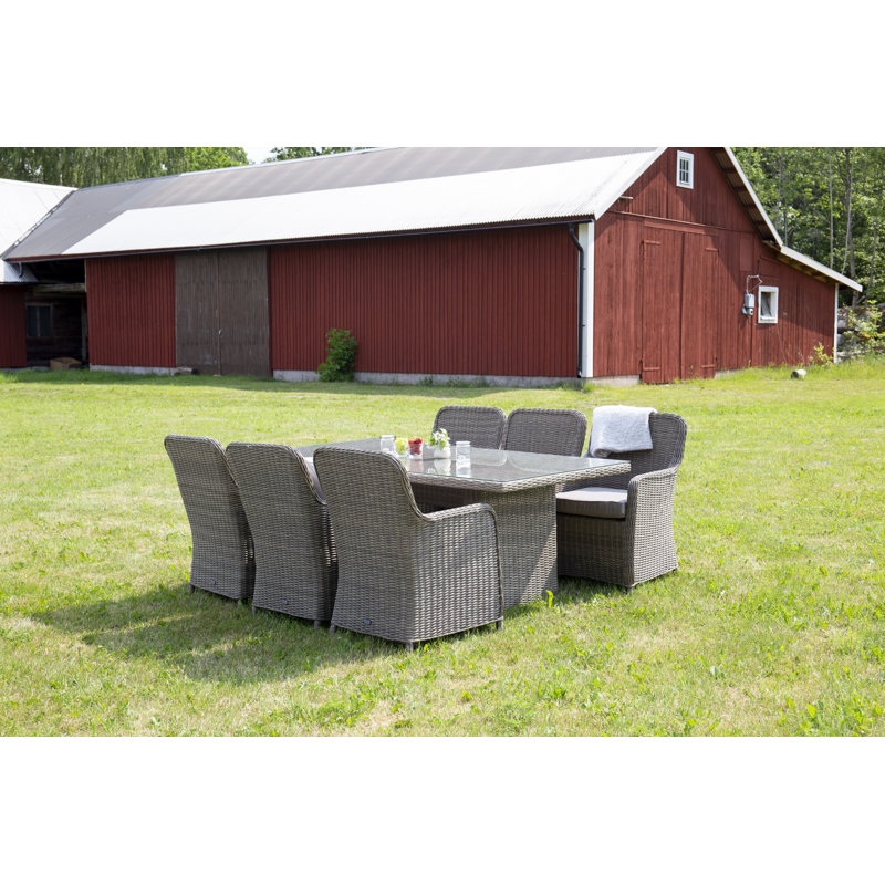 Neerav 6 - Person Patio Dining Set with Rectangular Table, Nature