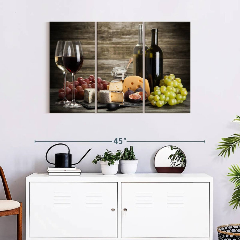 «Wine and Cheese Jumelage», reproduction d'art sur toile, H 28 po x l 45 po