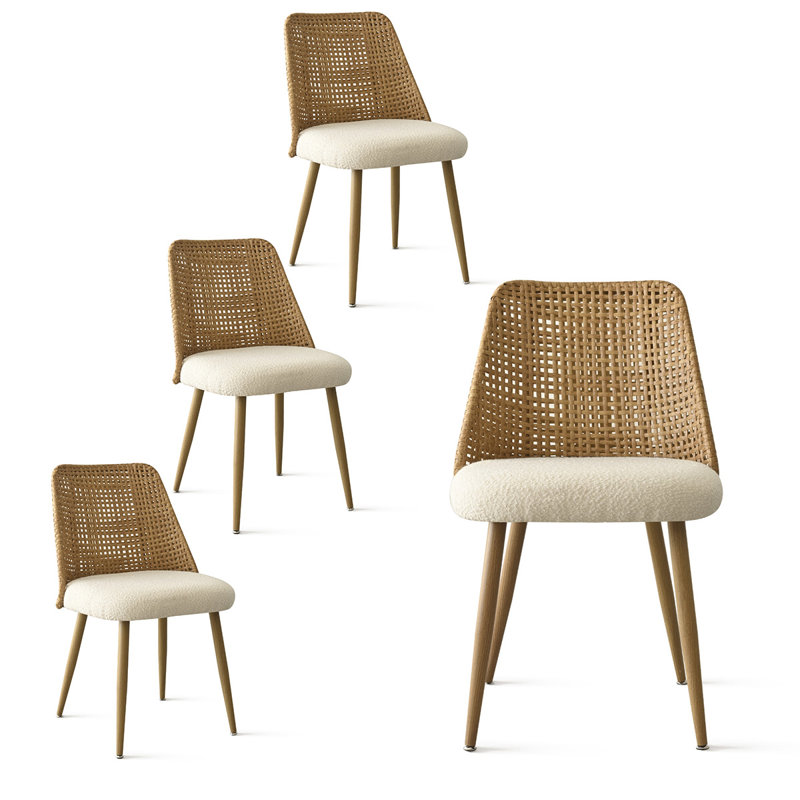 Alexandrina 19.5" H Boucle Dining Chair, Oak