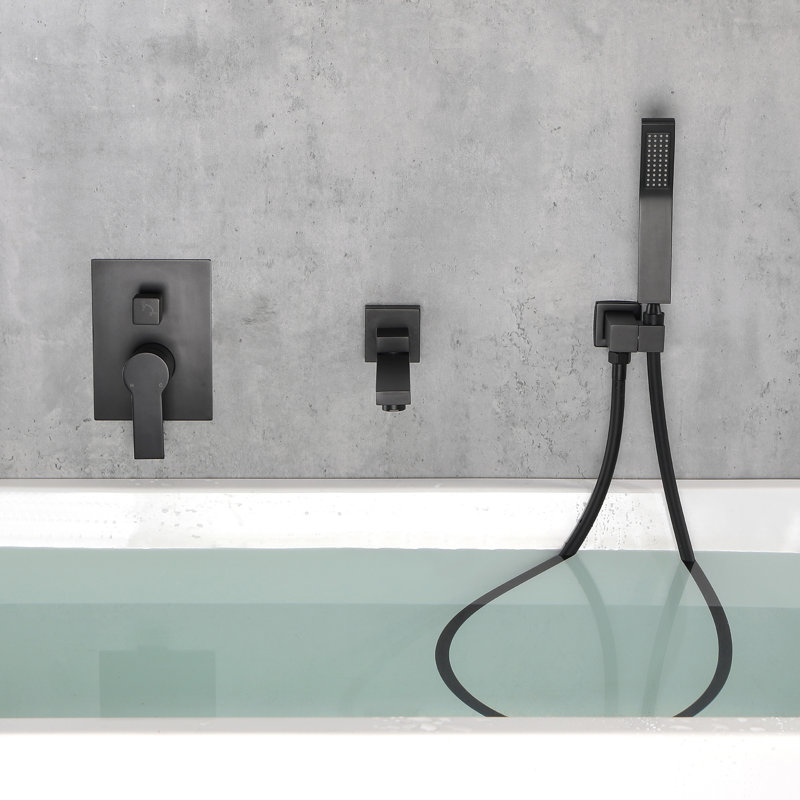 2 Function Shower System with Handheld Shower and Tub Spout, Matte Black