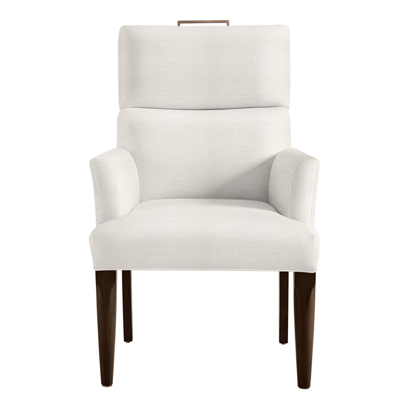 Thom Filicia Home Fabric Tight Back Arm Chair, Nadia Parchment, Havana