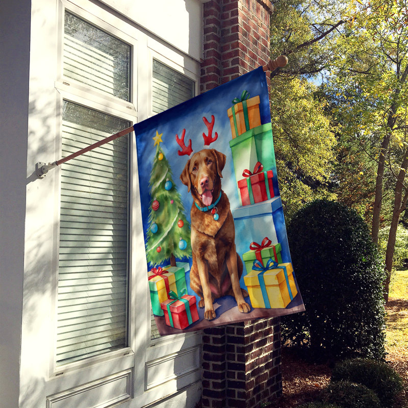 Drapeau de Noël maison de renne, Retriever de la Baie de Chesapeake