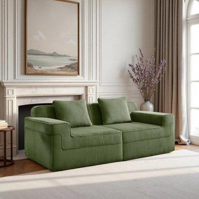 Canapé modulaire à 2 places sans siège, canapé modulaire Cloud avec assise profonde et canapé modulaire moderne à 2 places avec coussins décoratifs