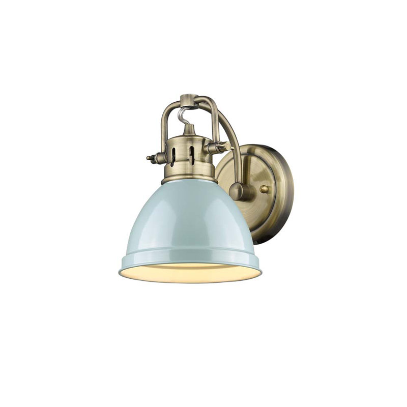 Dimmable Vanity Light, Aged Brass, Seafoam