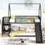 Lit superposé en métal avec lits simples noirs, glissade et escalier pour escalier «Delight» noir, ajoutant du charme à votre chambre à coucher-2143928514