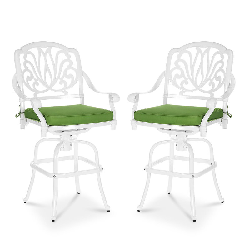 Tabouret de bar 45,8 po avec coussin, Blanc, Vert
