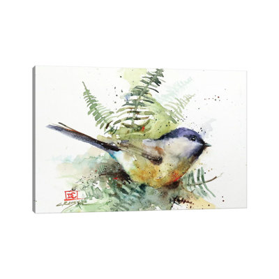 " Chickadee & Ferns " by Dean Crouser Painting Print
