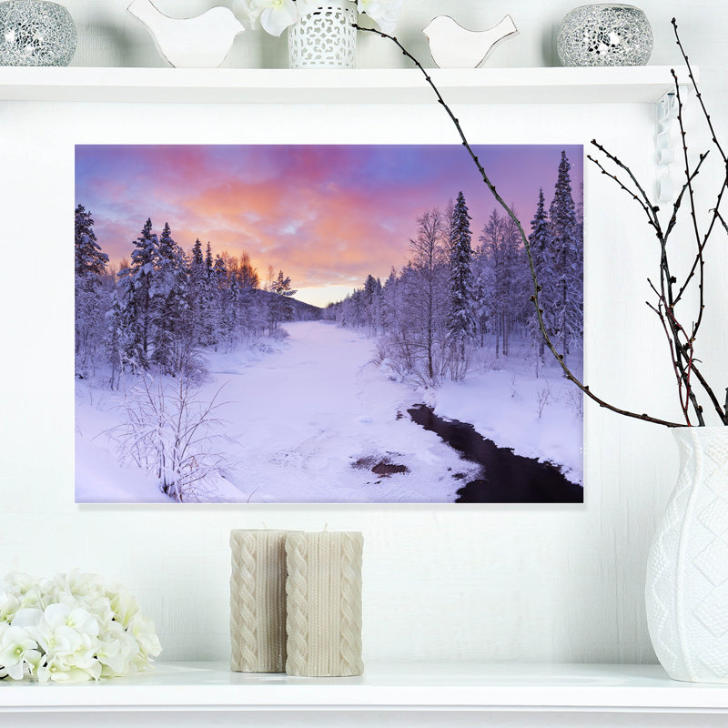 Rivière hivernale, reproduction d’art sur toile tendue, H 12 po x l 20 po x p 1 po