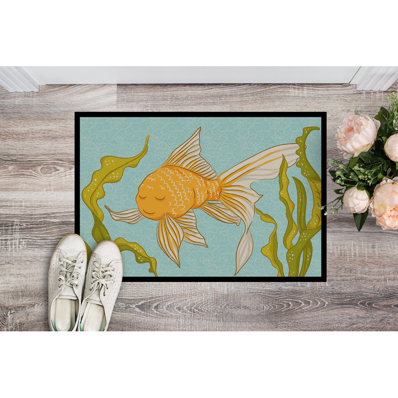 Tapis de porte d’extérieur anti-dérapant fish, Rectangle 2 pi x 3 pi