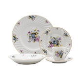 Ramsha 45-Piece Porcelain Dinnerware Set – Service for 8, White with Embossed Detail