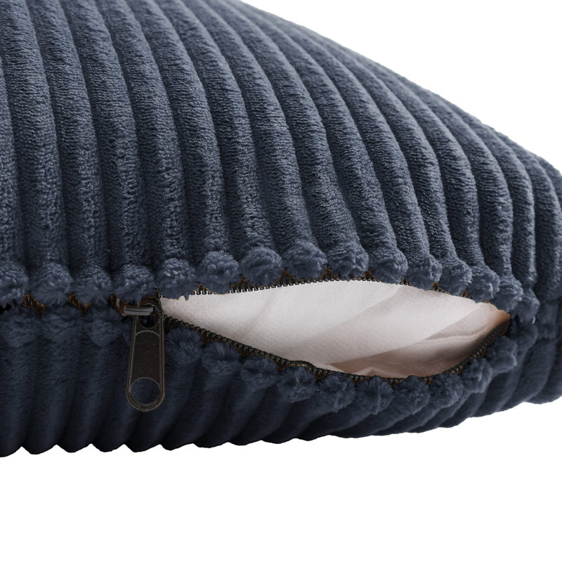 Decorative Compression Navy Corduroy Square Throw Pillow Covers With Inserts, Navy