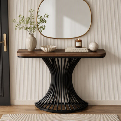 Console de 39 pouces, table d'appoint avec base géométrique en métal
