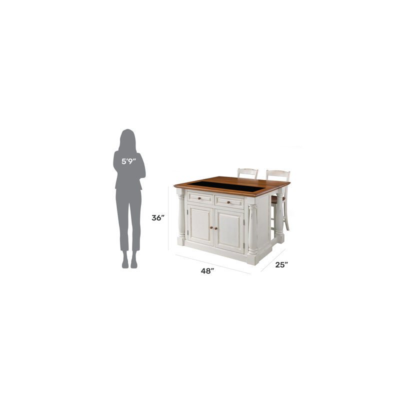 Larchwood Kitchen Island Set, Oak-Black/Granite