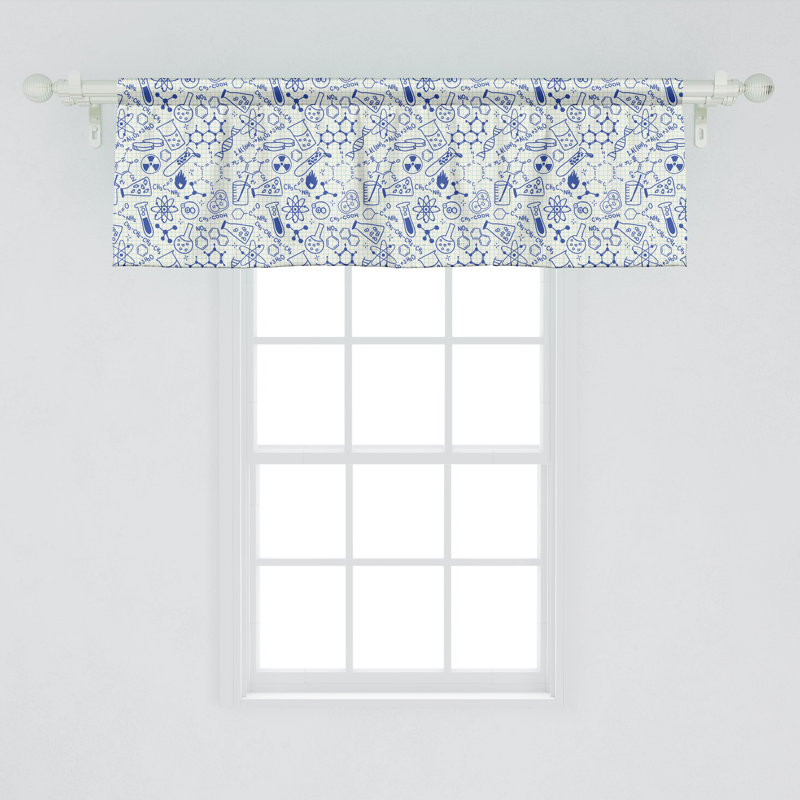 Ensemble de 2 cantonnières Ambesonne - thème géométrique - bleu et ivoire, L 54 po x L 18 po