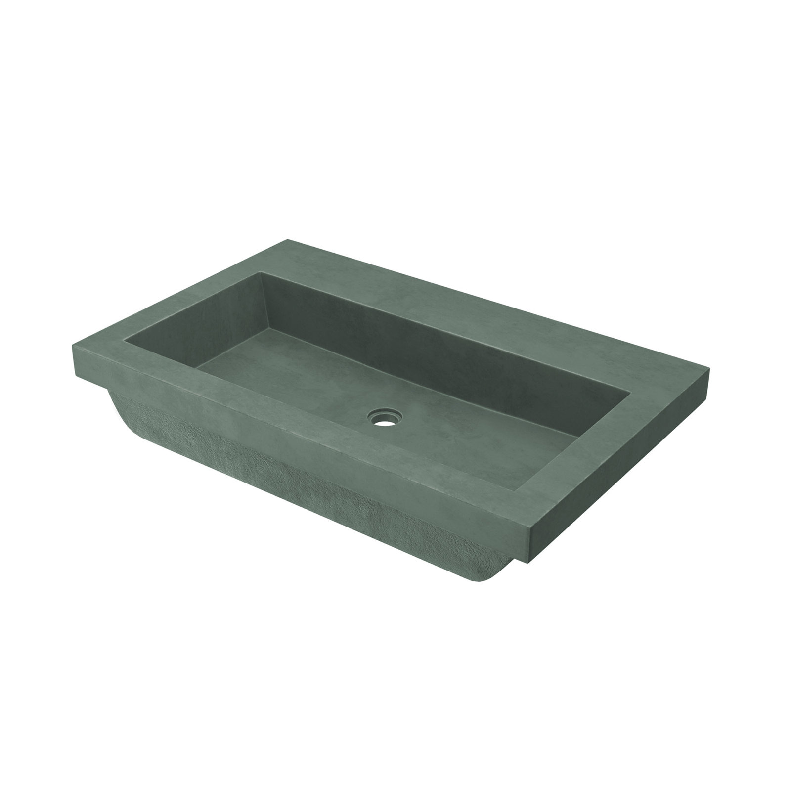 Trough Handmade Rectangular Drop-In Bathroom Sink, Forest, No Faucet Hole