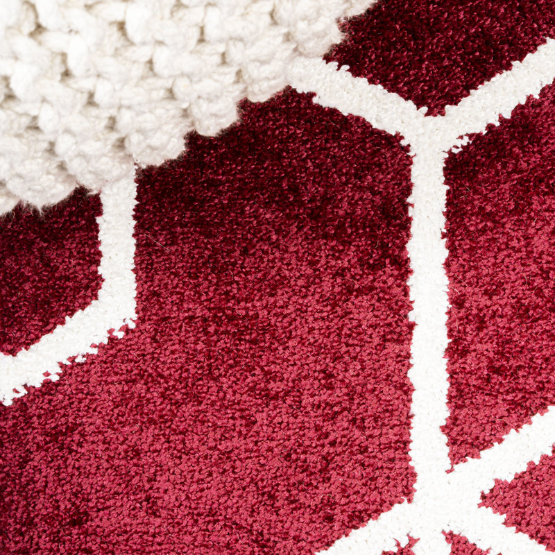 Tapis rouge / blanc Mashawna, Rectangle 4pi x 6 pi