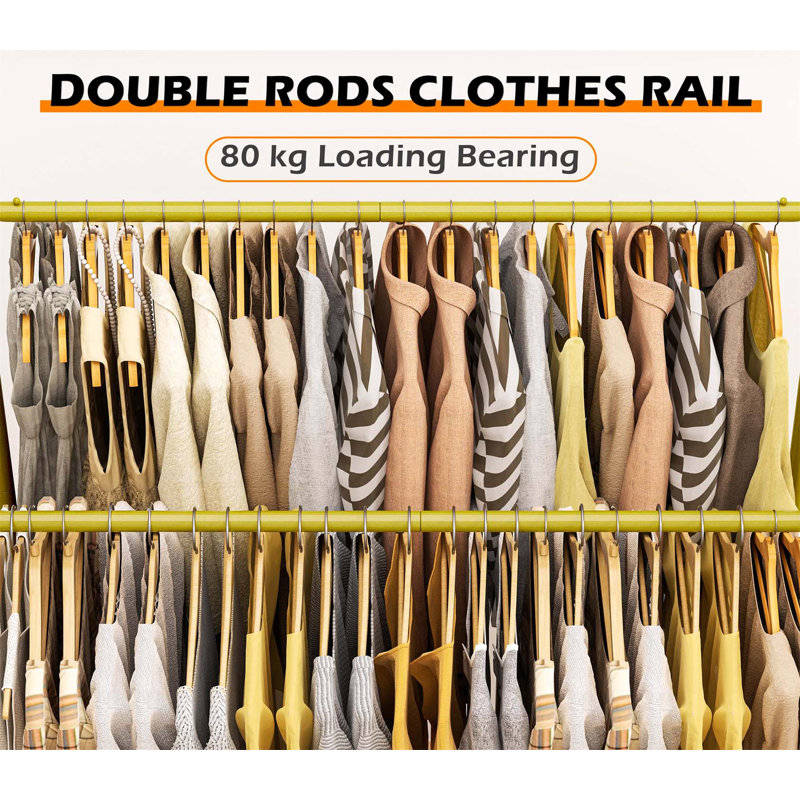 Bonville 72cm Rolling Clothing Rack, Gold