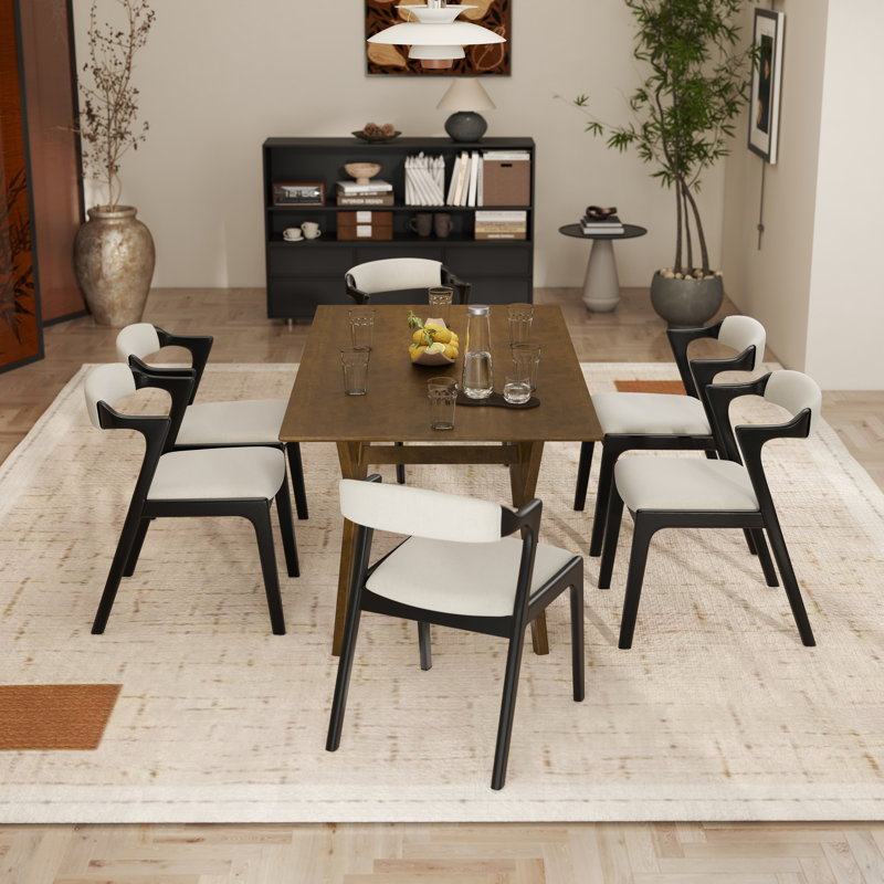 Table de salle à manger avec chaises Needham, Noir, 7