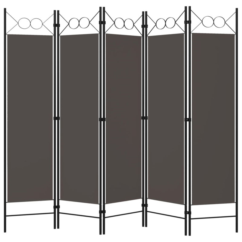 Paravent pliant autoportant pour séparer une pièce, 5, H 70,9 po x l 78,7 po x P 1,6 po, Anthracite
