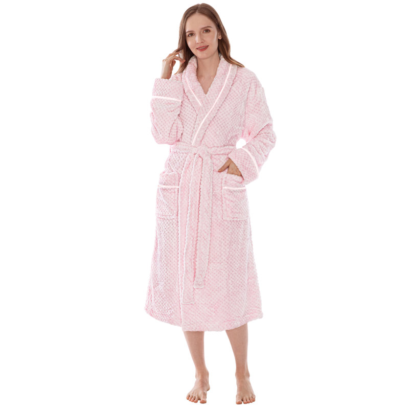 Peignoir mi-mollet 100% molleton avec poches Beerman, TG, Rose