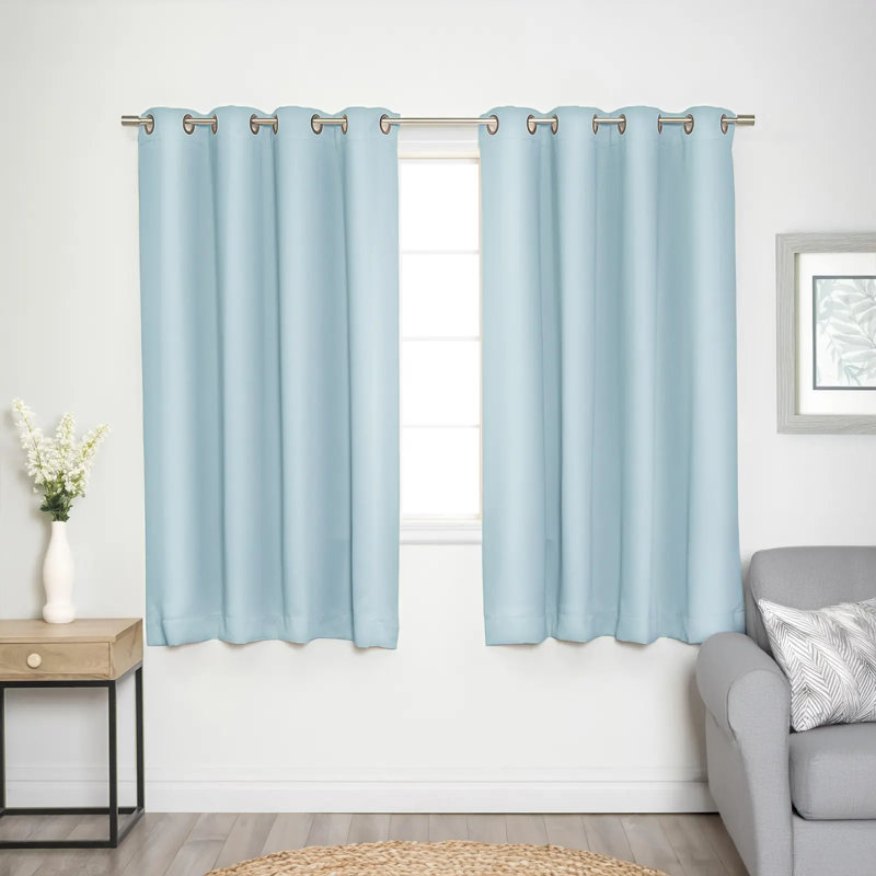 Adina Sevan Solid Thermal Grommet Curtain Panels, 52"W x 72"L, Sky Blue