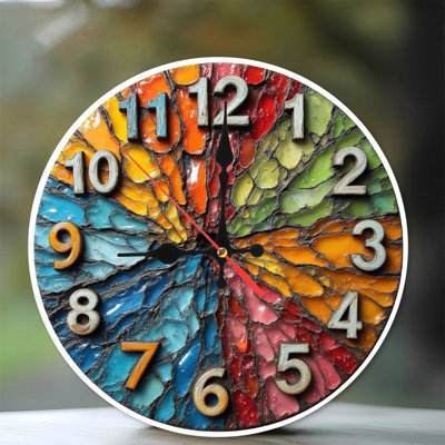 Rainbow Mosaic Resin Clock Wall Decor