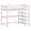 Structure de lit mezzanine avec tablettes de rangement et bureau sous le lit-468688301