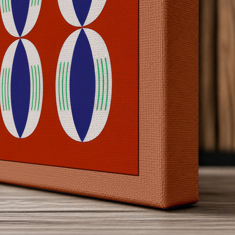 Striped Grid Study Geometric - Wrapped Canvas, Terracotta Border, 30x20 - 76.2 x 50.8 cm