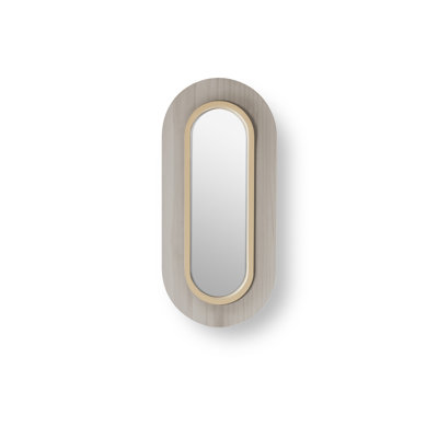 Applique murale lentille ovale - DEL DIMTRIAC - ivoire mat - placage de bois - abat-jour gris