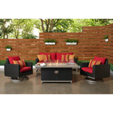 Milo Motion 4 Piece Rattan Sunbrella Sofa Set with Cushions