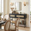 Console en rotin robuste avec 2 armoires de rangement et structure en acier au carbone pour l'entrée du salon-1382859832