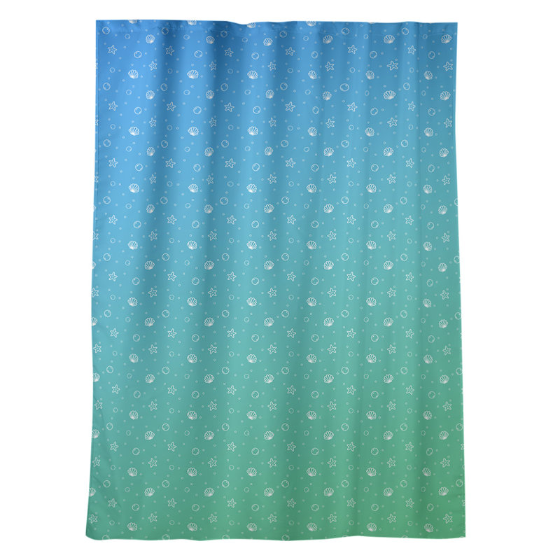 Fazio Room Darkening Curtain Single Panel, Green/Blue