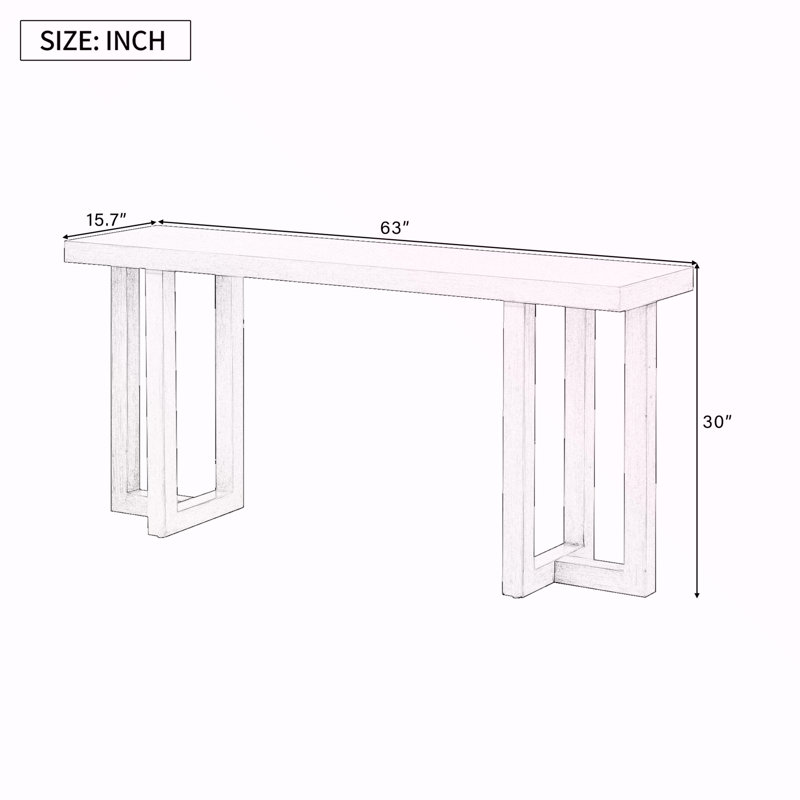 Console à conception géométrique avec pieds en pin massif, Blanc, Gris