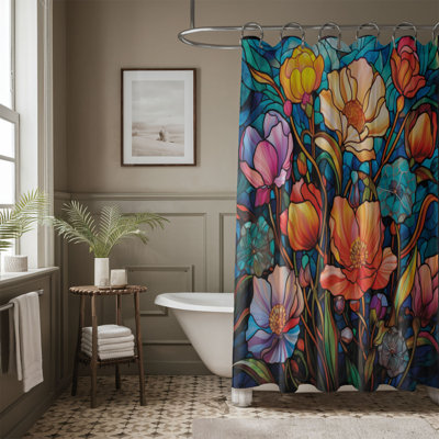 Mosaic Blossom Designs - 1 Piece Standard Shower Curtain