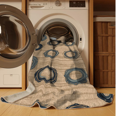 Washable Porthole frames Nautical Area Rug
