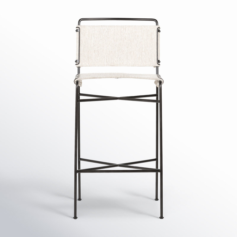 Kenza Counter Stool, Bar Stool (30” Seat Height), Black, Vegan Leather-Black