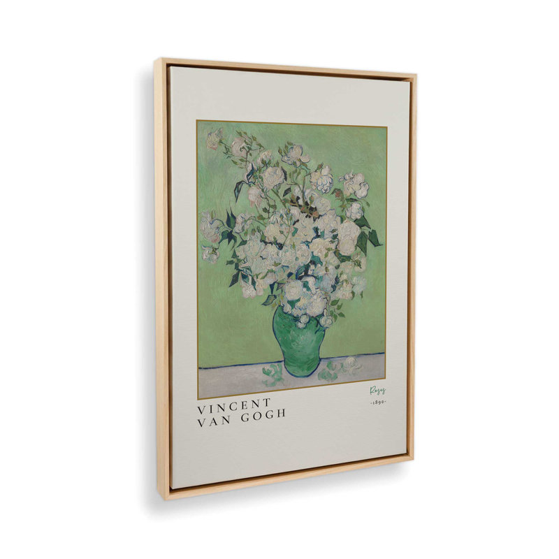 Van Gogh's Roses 1890, H 48,75 po x l 32,75 po, Cadre américain en érable flottant
